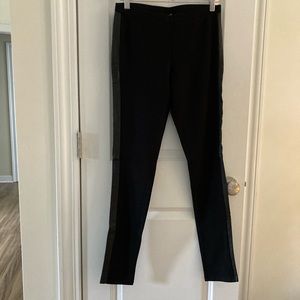 Eileen Fisher black ponte and leather trim pants XS
